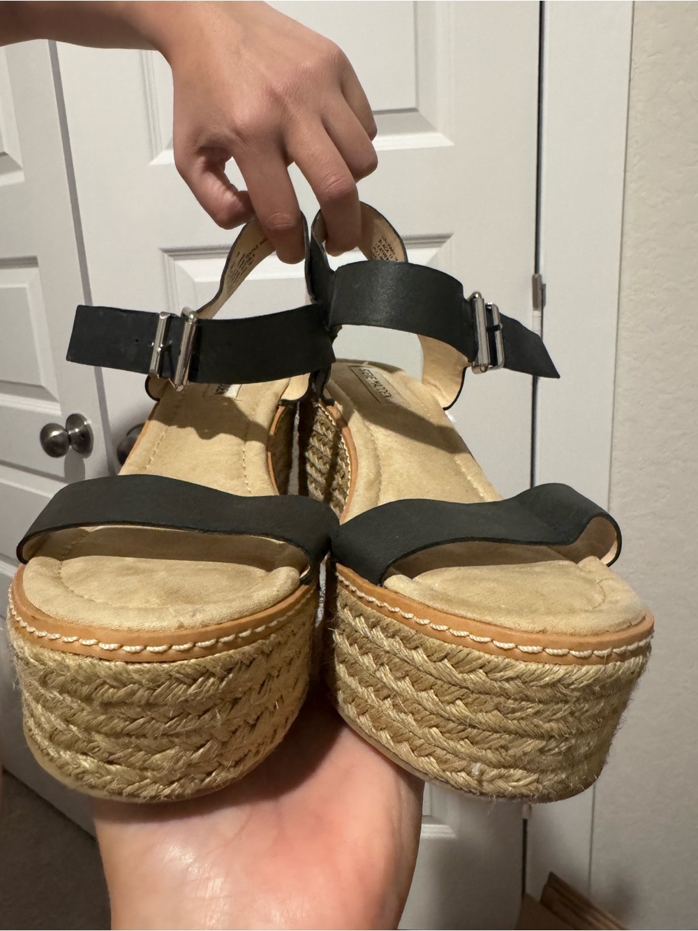 Steve Madden Black Espadrille Platform Sandals